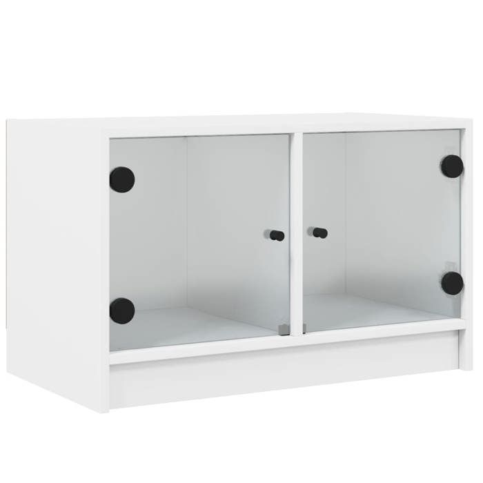 VidaXL Meuble TV avec portes en verre blanc 68x37x42 cm 836357