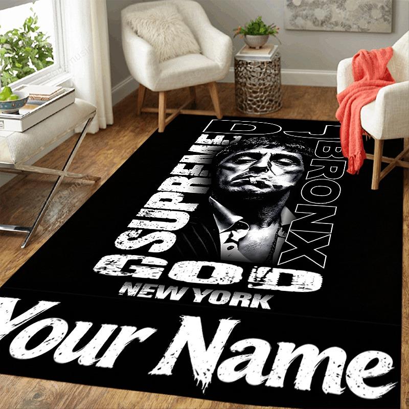 Custom 1Pc Vintage Bronx Dj Style Flannel Personalized Rug Non Slip Floor Mat Soft Carpet for Living Bedroom Office Home Decor Gift