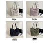Fashionable Canvas Shoulder Handbag with Bow Accent and Wrinkled Texture – Large Capacity Tote/School Bag