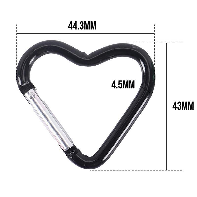 Heart-Shaped Aluminum Carabiner Key Chain Clip Outdoor Keyring Hook Water Bottle Hanging Buckle Travel Kit Accessories