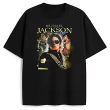 King of Pop Michael Jackson Vintage T-Shirt Herren und Damen Neue Sommer Baumwollkleidung Punk Mode Rundhals Kurzarm T-Shirt 3