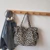 Korean Retro Leopard Print Canvas Tote Bag - Fashionable, Large Capacity, Shoulder/Underarm Style Suitable for Commuting and Shopping