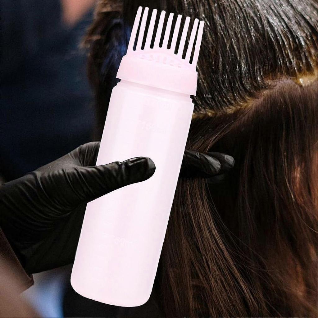 Hair Dye Applicator Bottle 170ml with Measurement Scale, Reusable Pink Hair Oil Applicator
