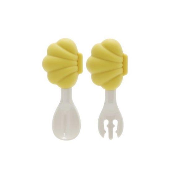 Edison Mini Shell Self-Feeding Silicone Spoon & Fork Set with Case