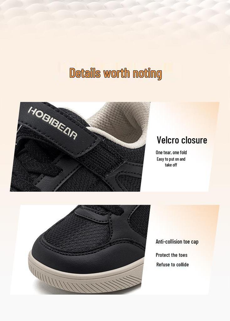 Happy Bear Kids' Breathable Wide-Toe Casual Shoes with Velcro Closure