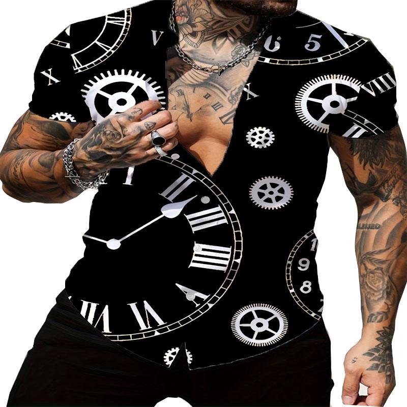 Fashionable and Casual Men's Summer 3D Digital Printed Outdoor Wear, Comfortable Quick Drying Drink and Slim Short Sleeved Shirt