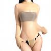 Women Glove Sleeve High Cut Bodysuit 5D Oil Glossy Shiny Open Crotch Tights Elastic Yoga Shaping Maid One Pieces Thong Leotard