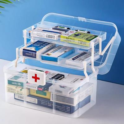 Sıralama Depolama 3 Katlı İlaç Kutusu Plastik İlaç Saklama Kutusu Tıbbi Acil Durum Düzenleyici Klinik
