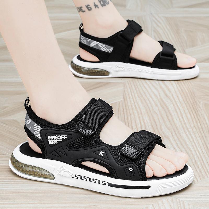 Fashion Summer Outdoor Men's Sandals Casual Anti-Slip Thick Bottom Soft Hiking Beach Flat Shoes EVA Outsole for Men Sport Black