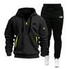Mens Winter Hooded Tracksuit Long Sleeve Top Pants Set Multi Pockets Casual Sportswear