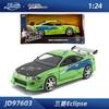 JADA Fast & Furious Alloy Car Model,Brian's Mitsubishi Eclipse, 1:24 Diecast Vehicle Collection Racing Gift Toys for Adults Kid