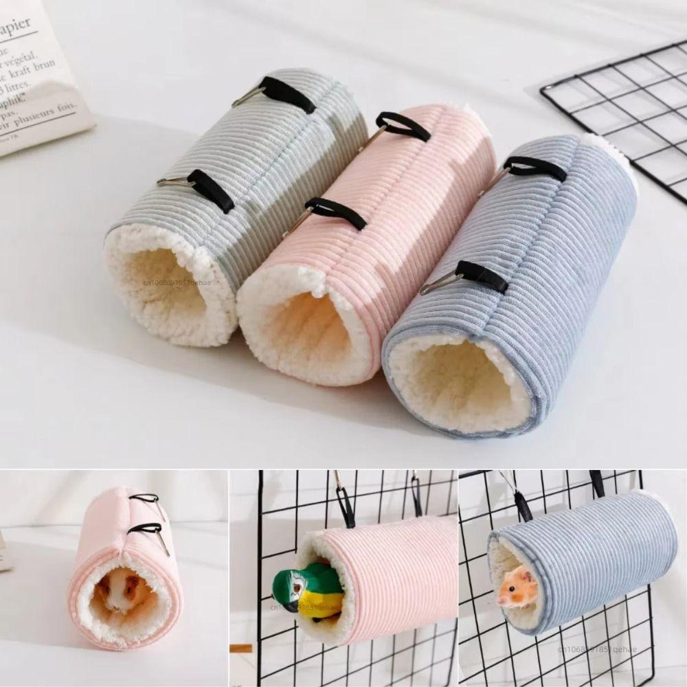 Warm Bed Cute Guinea Pig Tunnel Striped Print Lining House Nest Warm Nest Thickened Warm Bird House Winter Sleeping
