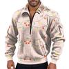 Men's Solid Color Corduroy Zipper Neck Long Sleeve Top Men's Casual Lapel Top