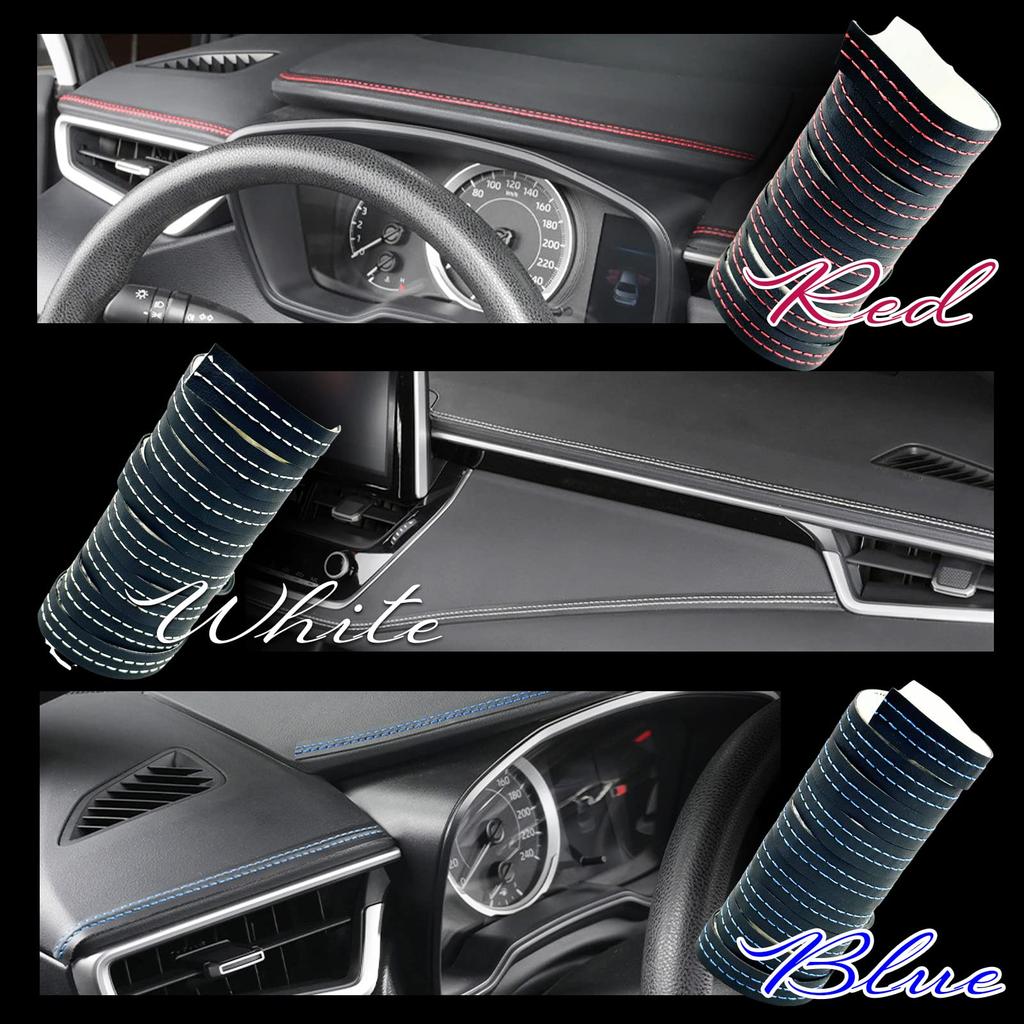 HTharros Car Interior Custom Double Stitch Tape Universal Leather Dress Up Parts Sheet Decal Sticker Paste 2m Red