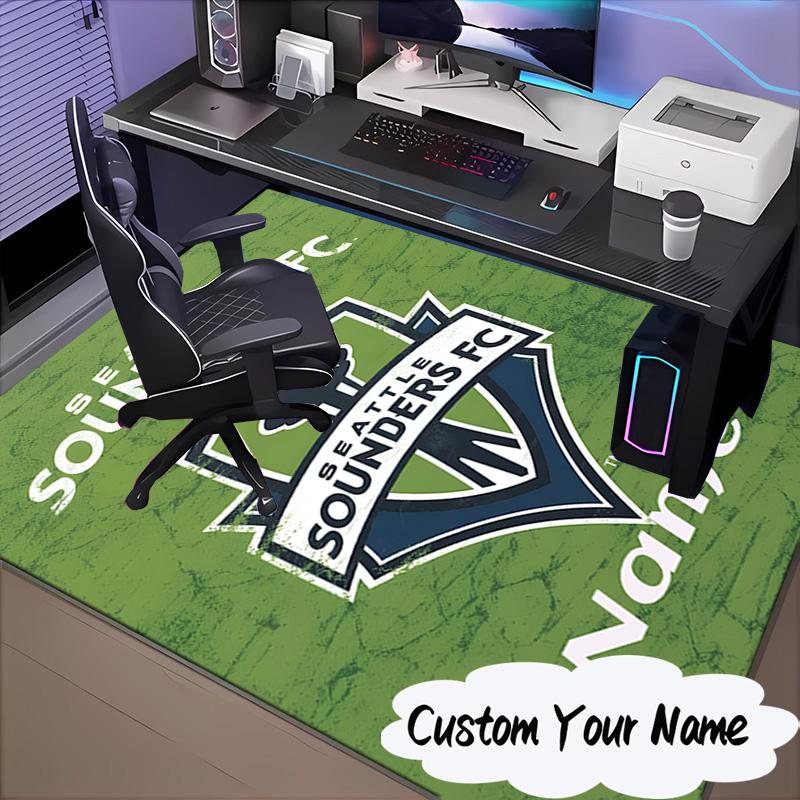Custom Name Seattle FC Crest Rug for Living Room, Game Rooms, Office, Bedroom, Floor Mat Playful Design, fan gifts Christmas decor