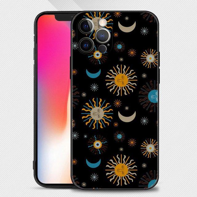 Lustige Sonne Mond Gesicht Handyhülle für Iphone 14 13 12 11 Pro Max Xs Max Xr X 7 8 Plus 12 Mini 6s Silikon Capa Black Shell