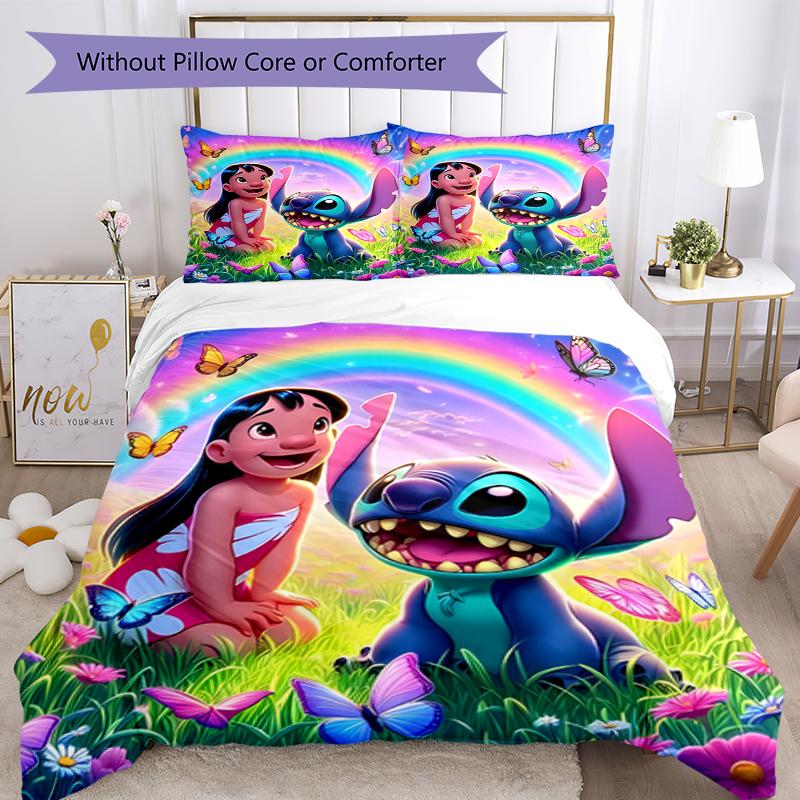 3pcs Stitch Bedding Set Duvet Cover Closure Includes 1 Duvet Cover & 2 Pillowcases, Soft and Comfortable for All Seasons.