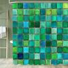 Geometrisches Quadratmosaik Muster Duschvorhang, Dekorativer Duschvorhang für Badezimmer, Wasserdichter Duschvorhang mit Haken