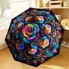 Blue Rose Mandala Umbrella 8-Frame for Travel, camping, Casual Lightweight Portable Umbrella, Essential for every family Holidays Gift