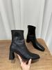 High-heeled Short Boots Women's 2025 Autumn and Winter New French Retro Square Head Thin Boots Versatile Thick-heeled Martin Boots Women's Single Boo