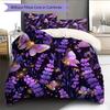 Fialový květ motýlí vzor Sada povlečení prošívaná přikrývka Povlak na přikrývku Povlak na polštář Domácí dekorace Dárek (1 * povlak na peřinu + 2 * povlak na polštář, bez jádra)