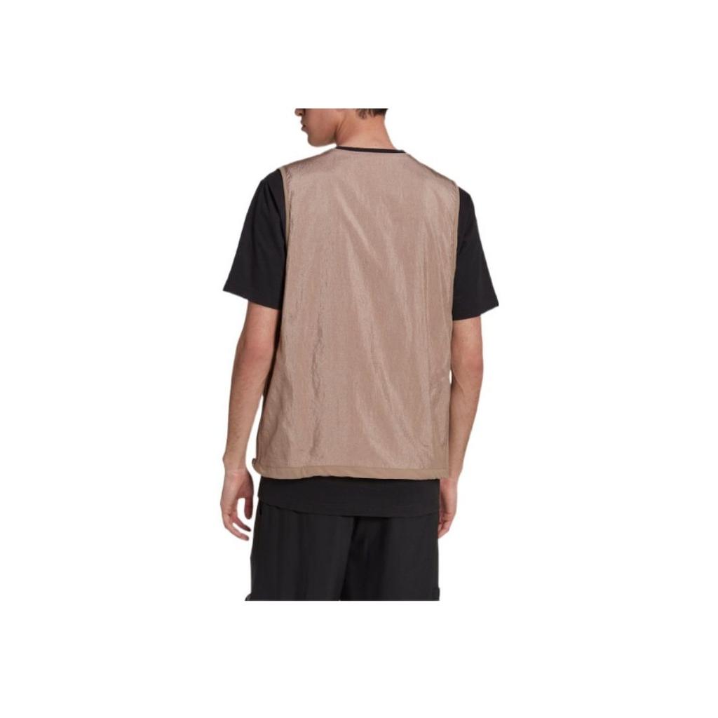 Adidas Originals Trefoil Solid Color Side Pocket Zippered Sports Vest Men Vests Brown HK2737