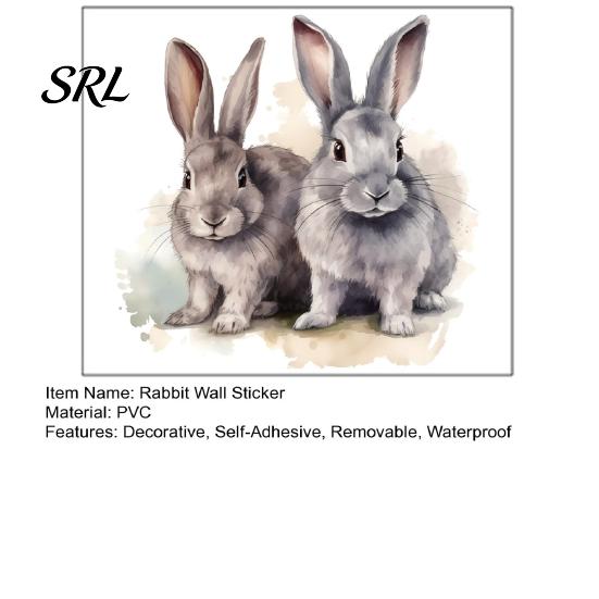 Watercolor Bunny Wall Sticker Nursery Decor Cartoon Rabbit for Kids Room, Waterproof PVC Decal, Decorative Decals Baby Peel And Stick Art Bedroom