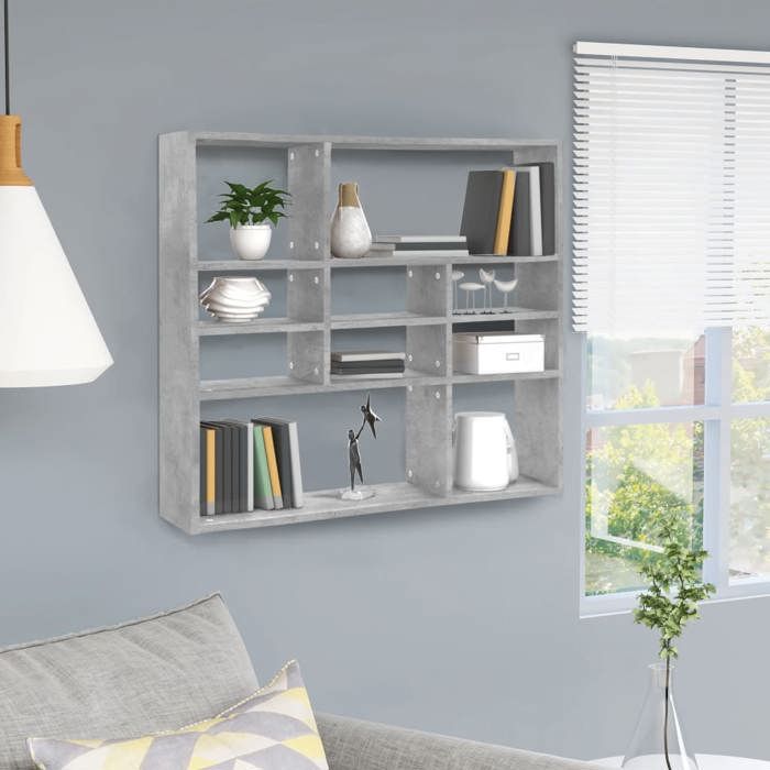VidaXL Étagère murale Gris béton 90x16x78 cm Bois d’ingénierie 802943