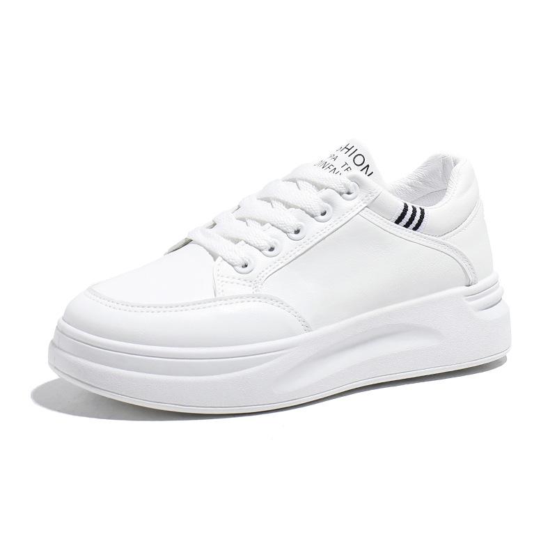 Women's Shoes 2025 New Spring and Autumn Thick-soled Leather Muffin Small Man Versatile Casual Versatile Muffin Small White Shoes Women