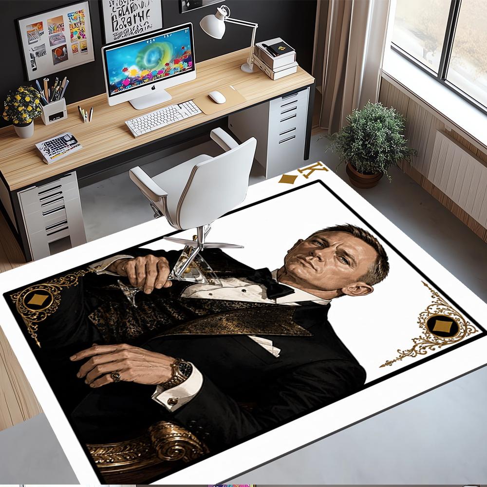 007 James Bond Printed Carpet,Rug,for Office Chair Living Room Bedroom Kitchen Room Decor Gifts.
