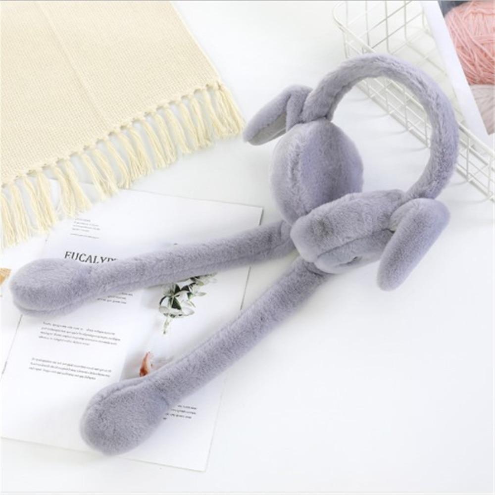 

1 шт., креативные милые движущиеся кроличьи уши, студенческие пары, индивидуальные плюшевые наушники для холодной зимы серый