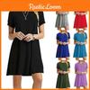 Stylish Women's Summer Tunic T-shirt Dress With Short Sleeves And Solid Colors