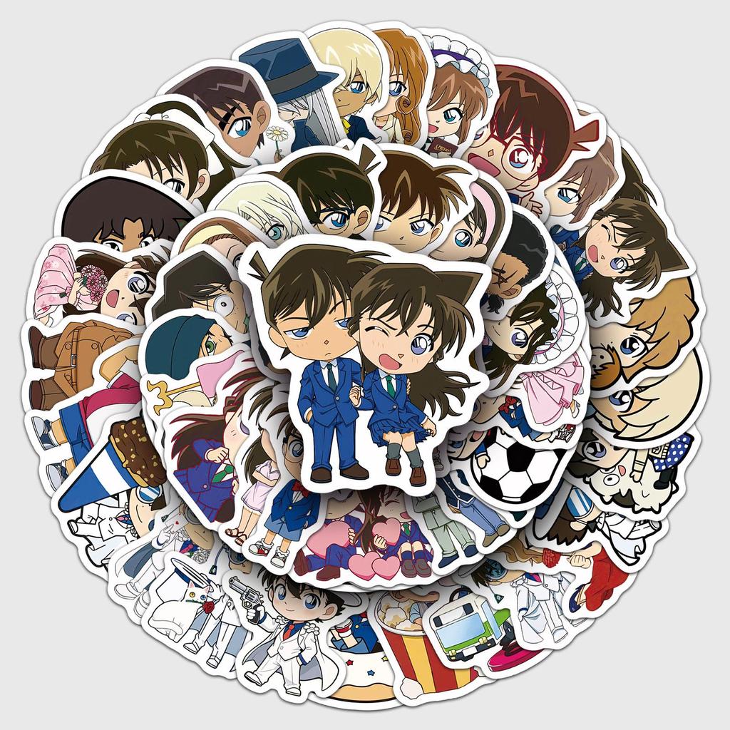 50 Q Version Detective Conan Anime Stickers for DIY Decoration On Water Bottles, Computers, Phones, and Tablets.