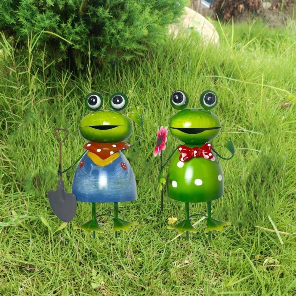 Creative 3D Frog Figurine Metal Animal Miniatures Sculpture Garden Decor Frog Statue  Garden