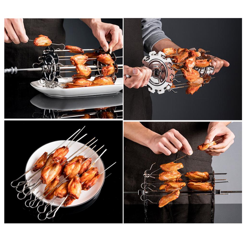 304 Stainless Steel Rotating Grill Basket BBQ Oven Skewer Cage Air Fryer Accessories Roasting Tools Barbecue Drum Roller