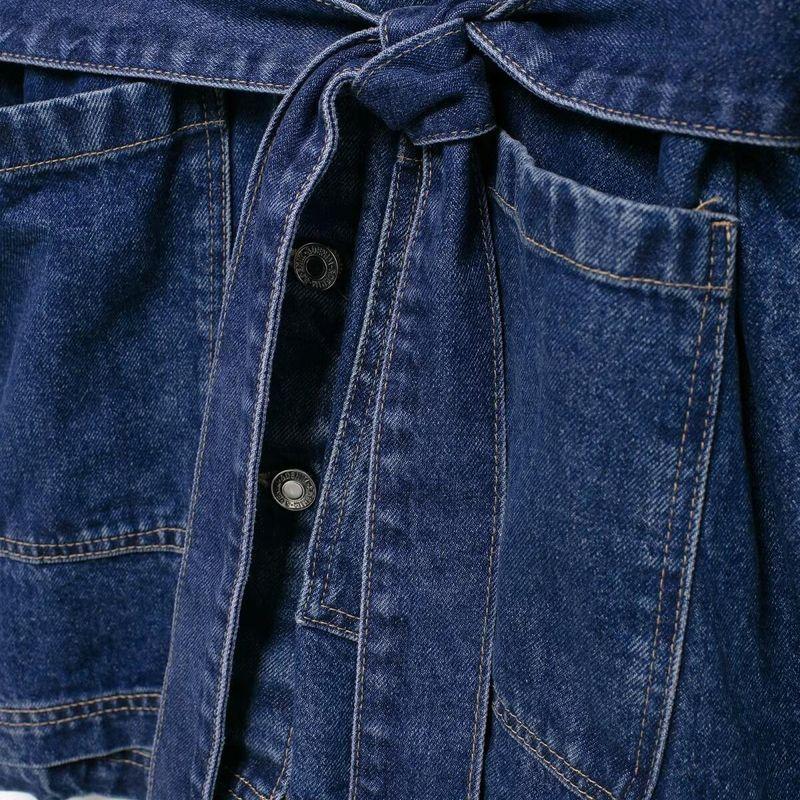 Kaslead New Arrival Women's Clothing Fashion Style Fashion Waist Lace-up Waist-Controlled Lapel Denim Outwear 1208391