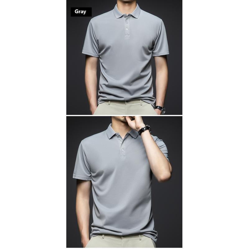 New Arrival Men's Fashion Solid Short Sleeve Polo Shirt Summer Breathable Comfortable Turn Down Collar Tops
