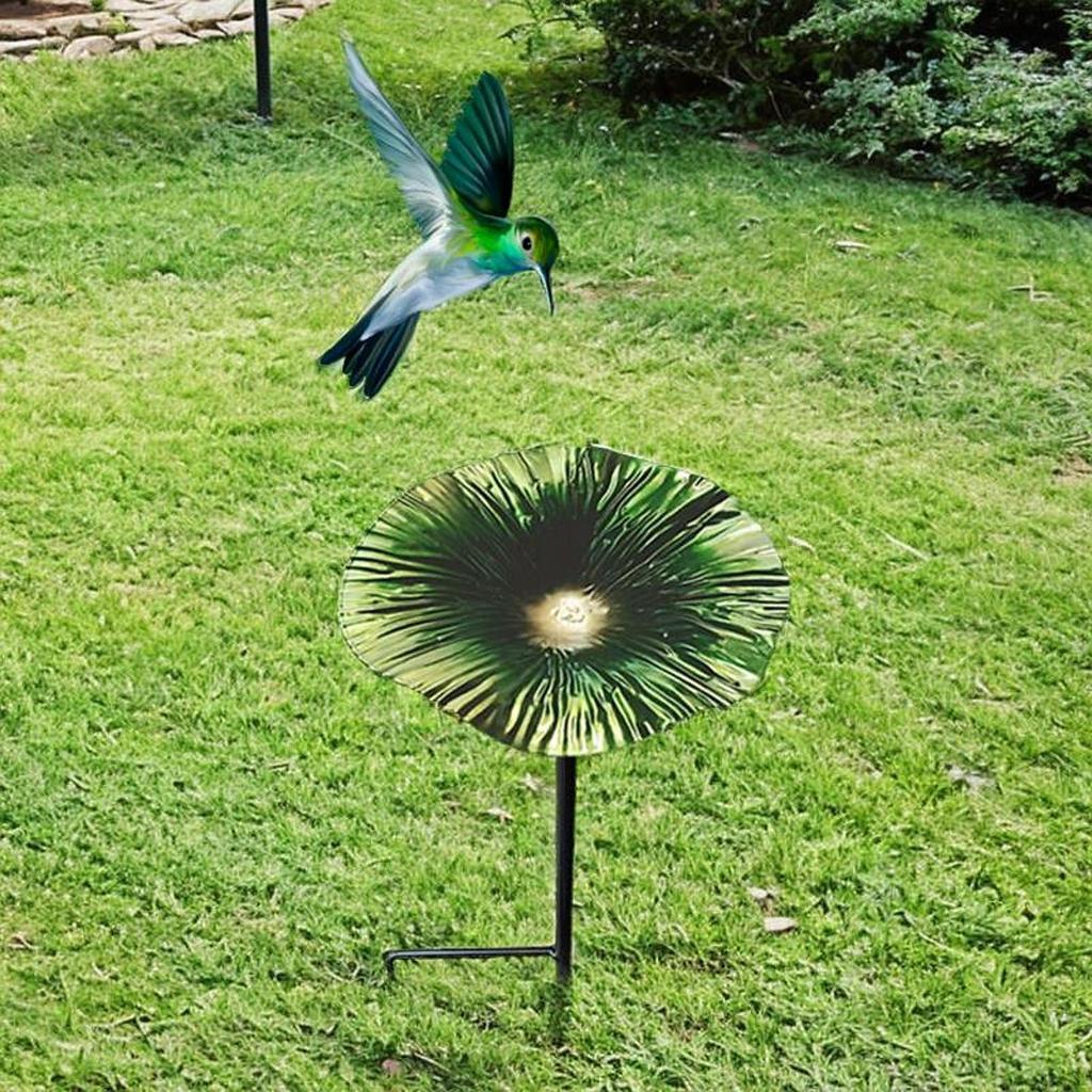 Vasca per Uccelli Mangiatoia Doccia Supporto Rimovibile Ferro 25cmx14 Cm Guscio di Mangime con Paletto Paesaggio