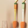 Carrot Shape 1 in 1 Long Handle Sponge Cup Brush Milk Bottle Brush for Vacuum Cup Lid Gap Cleaning Brush
