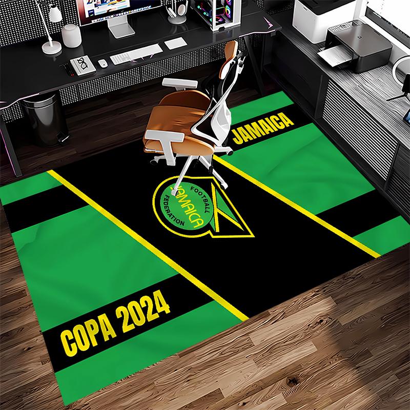 1pc Football Club Logo Print Area Rug - Soft, Washable Non-Slip Indoor Mat for Office Chairs, Living Room, Home Office Decorative Rug