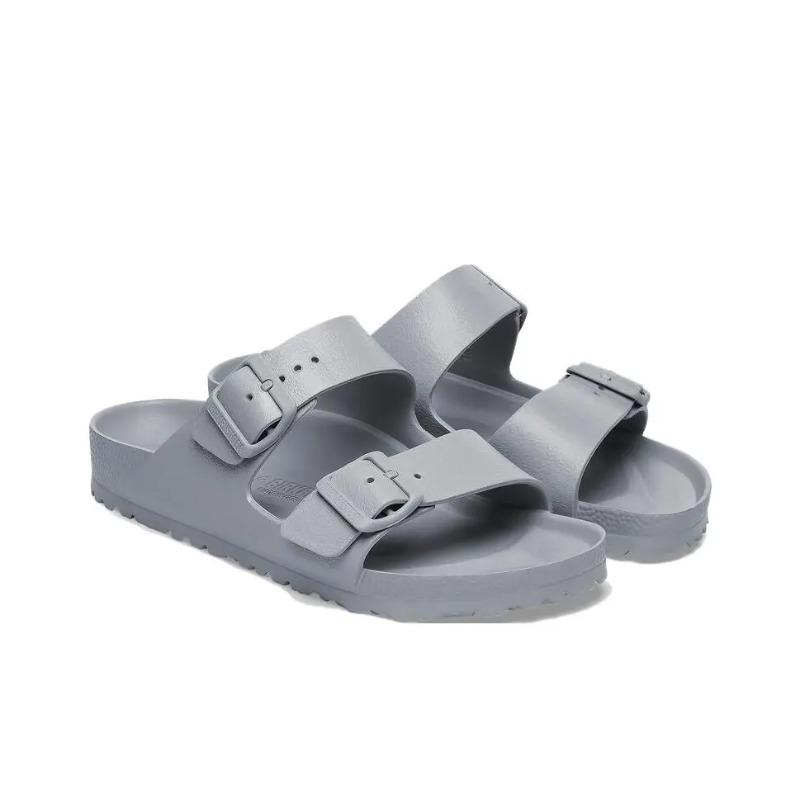 Birkenstock Unisex Comfortable Round Toe Versatile Soft Sole Non-slip Slide Sandals Stone Grey Narrow Fit 1027592 36