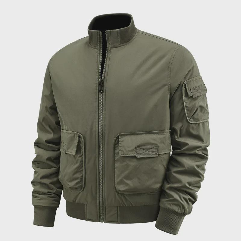 Herren Verdickte Mehrfach-Taschen Retro Baseball Workwear Jacke für Herbst und Winter