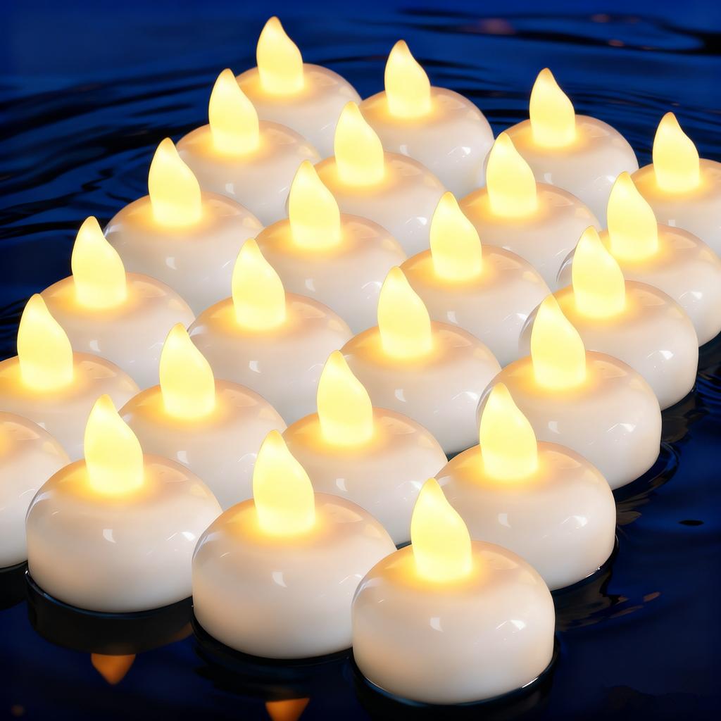 24/12pcs Floating Candle Lamp Flameless Tea Light Flicker Electronic Waterproof LED Light For Wedding Party Pool Spa Table Decor