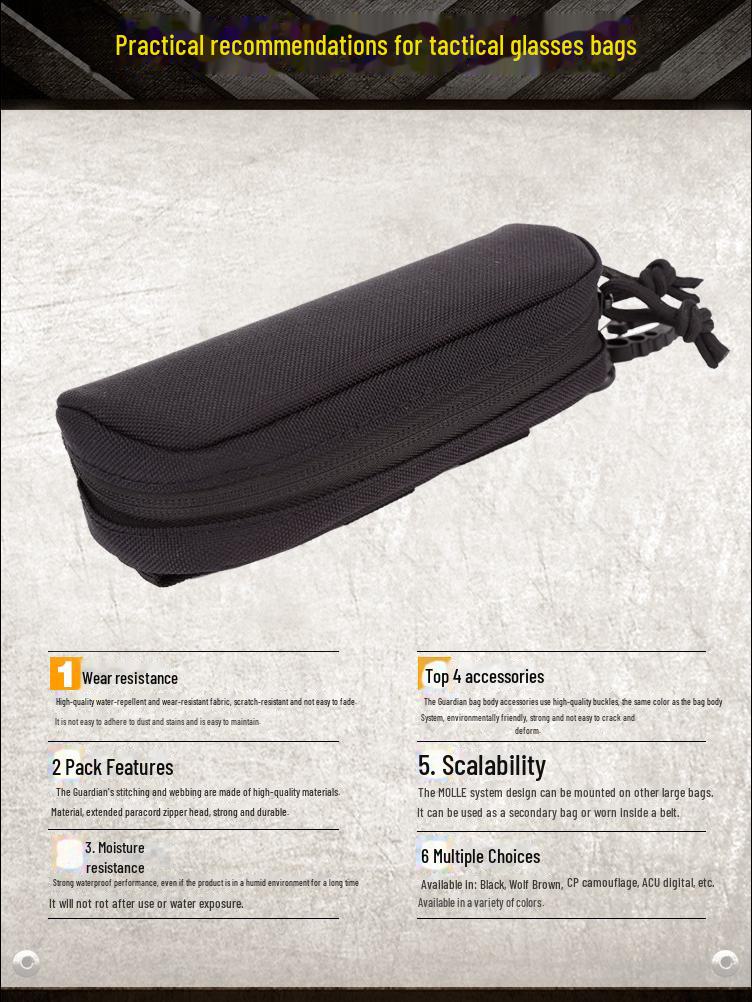 Taktyczne etui na okulary przeciwsłoneczne Molle z twardą skorupą - Przenośna nylonowa torba ochronna