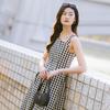 Broadcast Women's Elegant Plaid Sleeveless A-line Dress