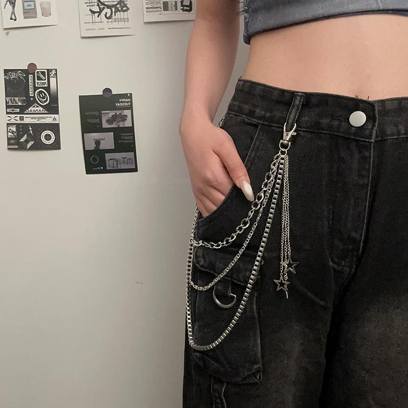 Stjerne Kvaster Metal Taljekæde Buksekæde Tøj Vedhæng Bukser Jeans Bælte Nøgleringe Kæde Smykker