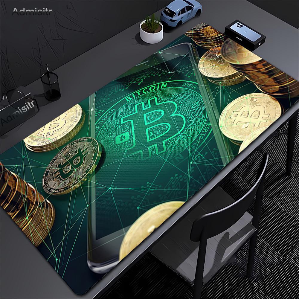 Large Gaming HD Mousepad Bitcoin Mouse Pad Anti-slip Rubber Mouse Mat Computer Gamer Desk Mat Stitched Edge Black Gamer Mousepad