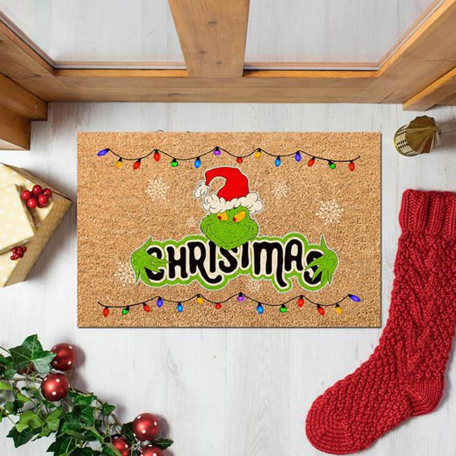 

Рождественский дверной коврик, уличный приветственный коврик для входной двери, рождественский ковер для прихожей, забавные дверные коврики 23,7X15,9 дюйма, противоскользящие коврики, украшения для дома One Size