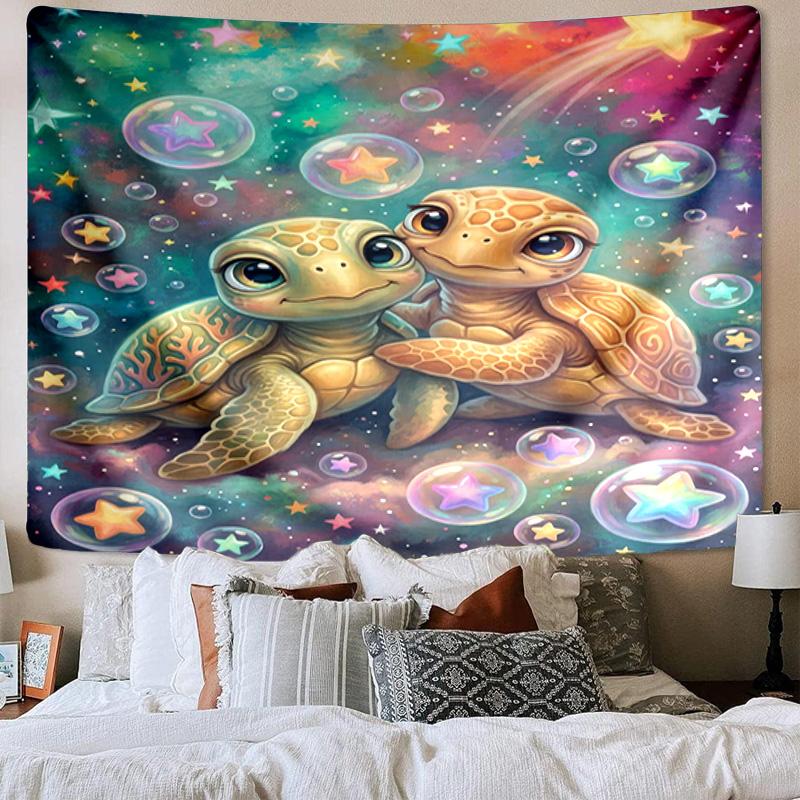 Underwater Two Sea Turtles Tapestry Room Decoration Wall Hanging for Living Room Bedroom, Dormitory, Birthday and Christmas Gifts