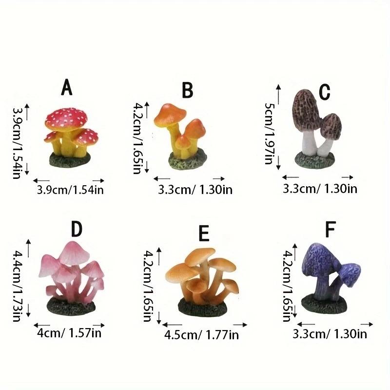 3pcs Mini Resin Mushroom Figurine Fake Mushroom Miniatures Micro Landscape Fairy Garden Terrarium Decorations Desktop Ornament